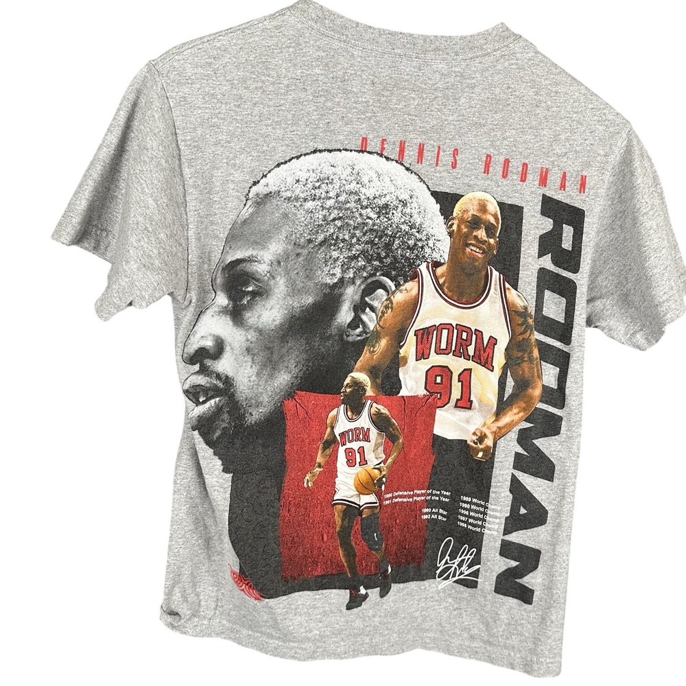 Rodman Apparel Dennis Rodman The Worm Graphic T-Shirt Heather Gray Mens Small